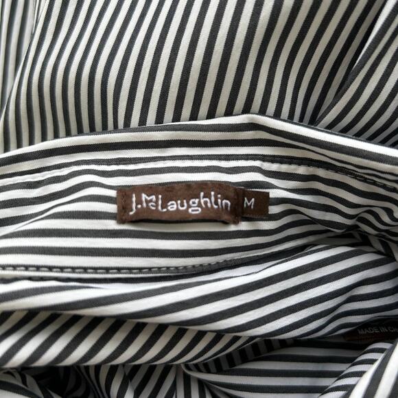 J. McLaughlin Grey White Striped Long Sleeve Button Down Top Medium - Picture 5 of 5